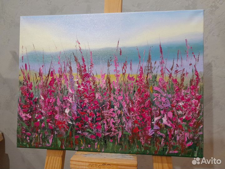 Иван-чай Картина маслом новая