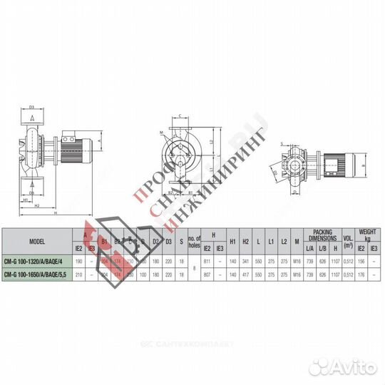 Насос CM-G 100-1650/A/baqe/5,5-IE3 PN16 3x400В/50