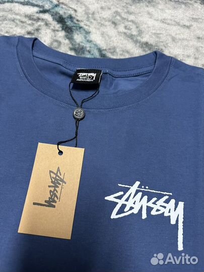 Футболка Stussy стусси котики коты синяя