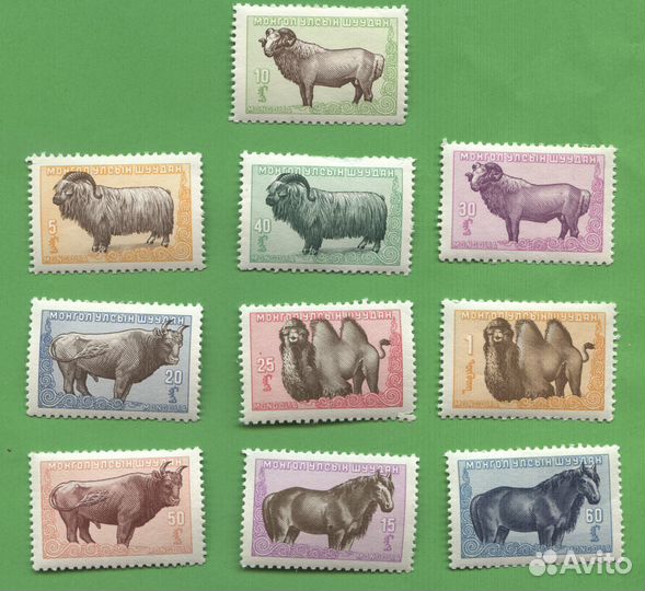 Монголия Фауна Животные Серия 10 марок ** 1958
