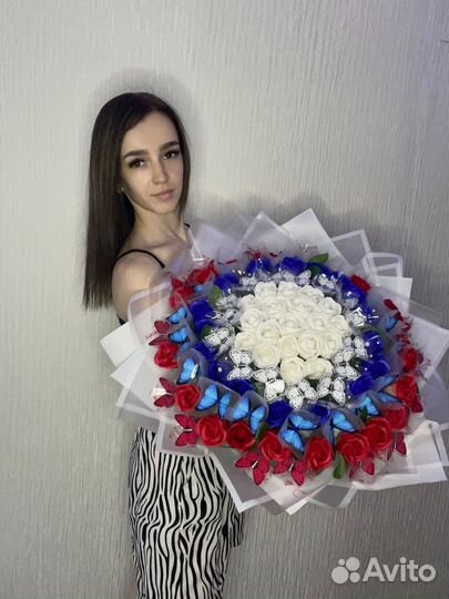 Букет из мыльных роз и бабочек 101