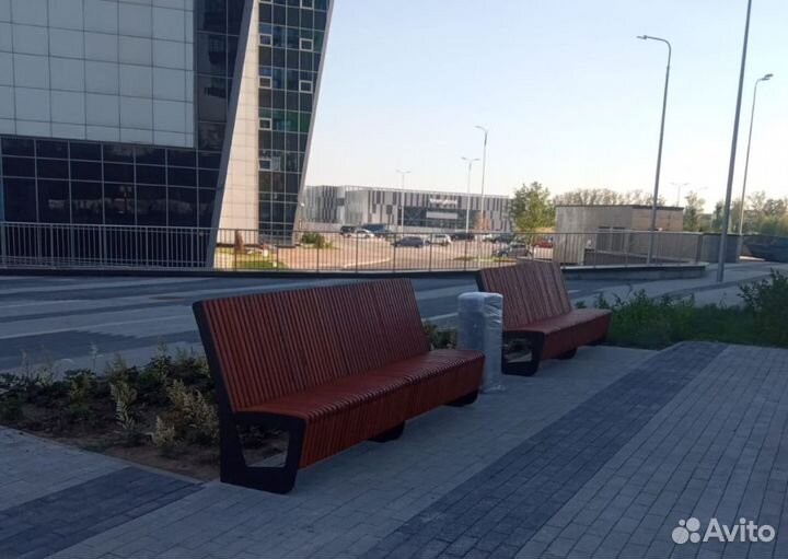 Скамейка стальная «Авиньон» Светлый дуб