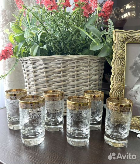 Хрустальные стопки с позолотой, Medici, Италия