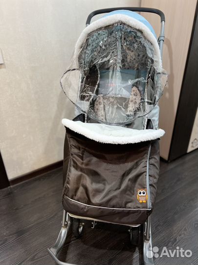 Cанки-коляска Nika Наши детки 6 Фьюжн голубые