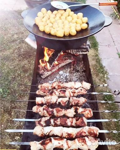 Мангал с печью под казан+казан+кочерга