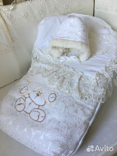 Меховой конверт комплект на выписку