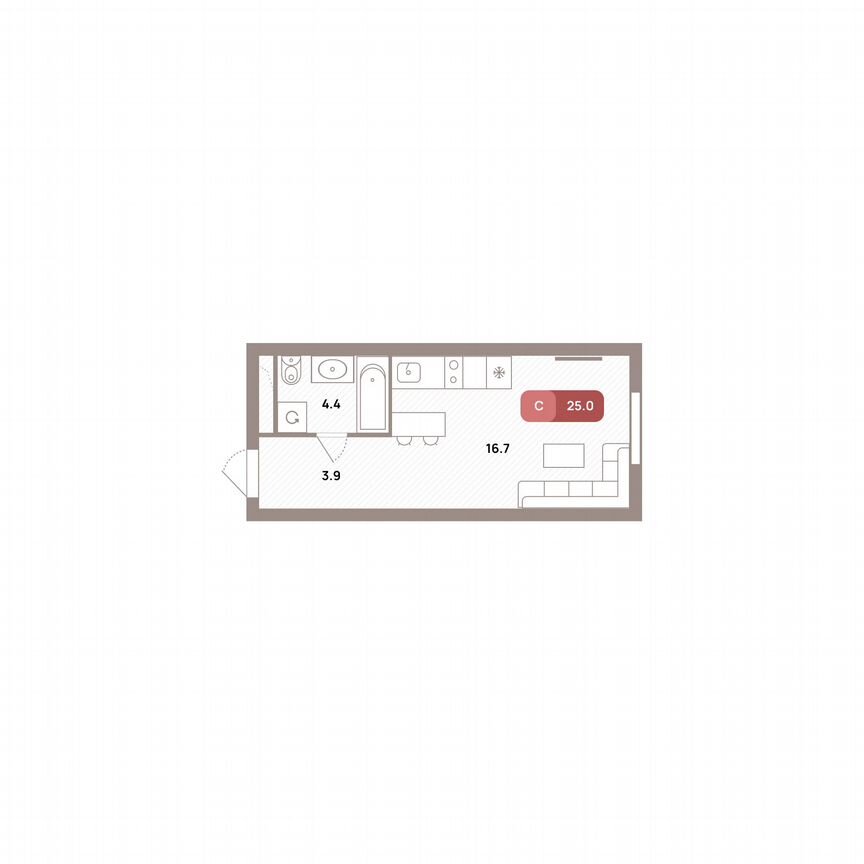 Квартира-студия, 25 м², 23/32 эт.