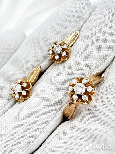 Золотые серьги с бриллиантами 585 / 5.2 гр