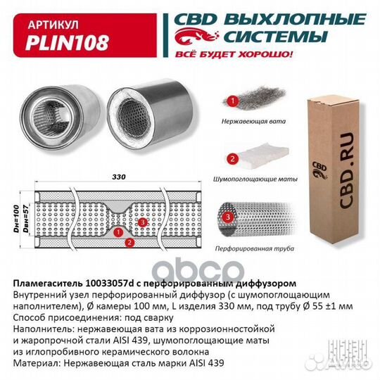 Пламегаситель универсальный 'plin108 CBD