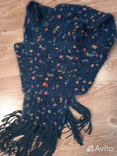 Длинный вязаный шарф из мохера ручной работы, зима