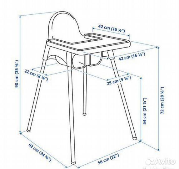 Детский стул и стол для кормления IKEA
