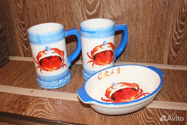 Набор пивных кружек и блюдо