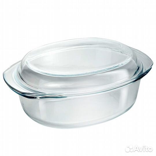 Кастрюля овальная 3,7л. из жаропрочного стекла