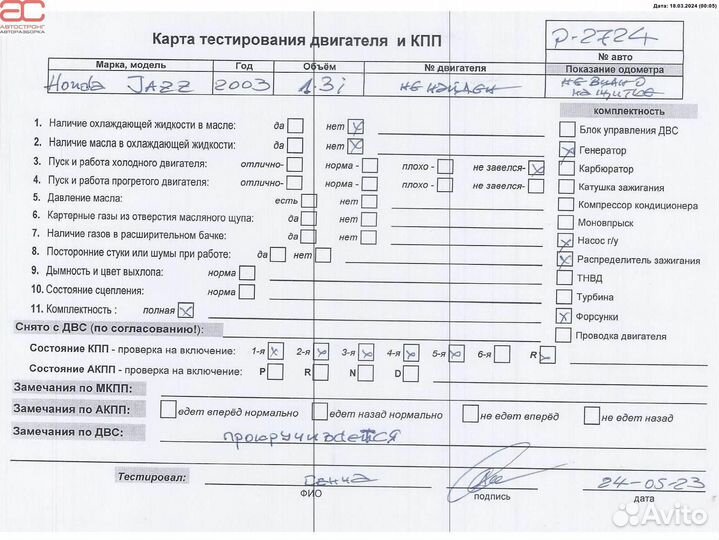 Двигатель (двс) для Honda Jazz 1 10002pwae04