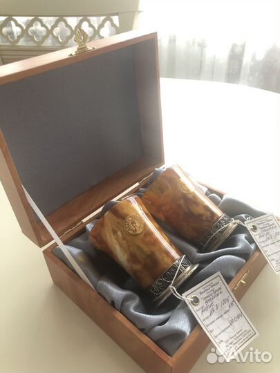 Стопка Антик - янтарь, серебро 975