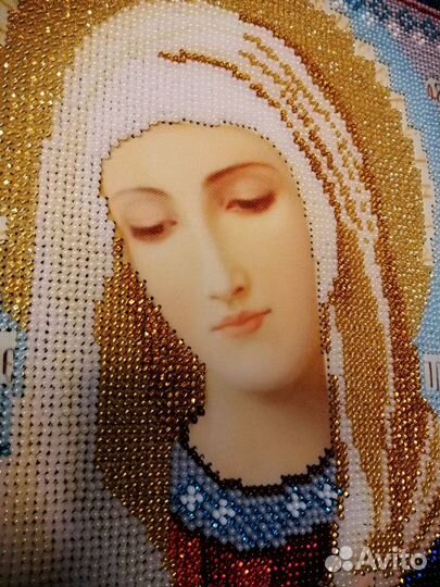 Икона Божией Матери Умиление вышивка чешский бисер