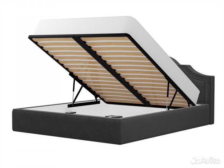 Кровать интерьерная Афина 160, велюр, серый