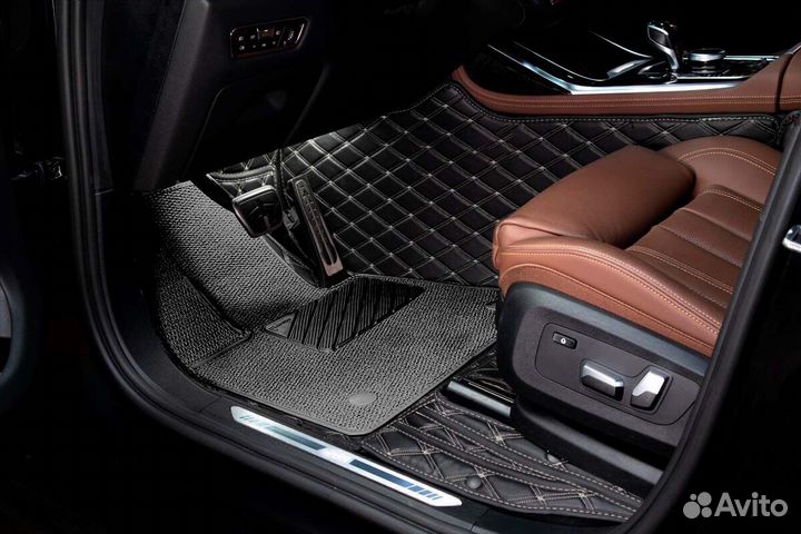 3D Коврики BMW 7 серии Экокожа Салон Багажник