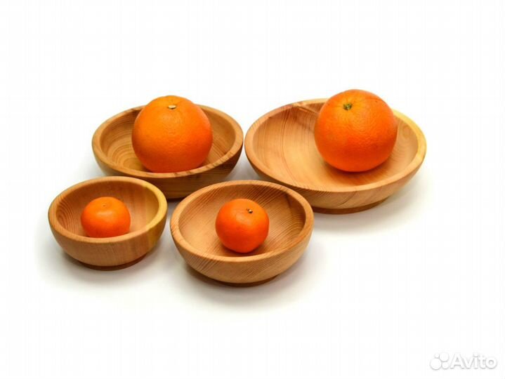 Набор посуды из дерева (скругленный). Набор деревя