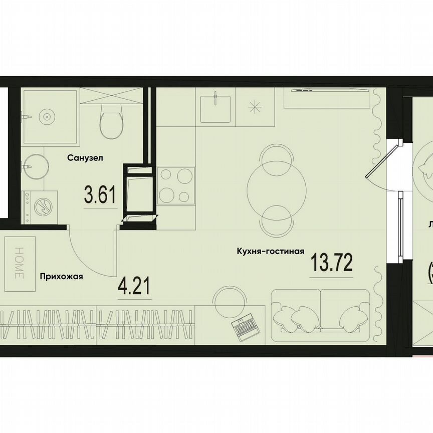 Квартира-студия, 23,5 м², 3/12 эт.