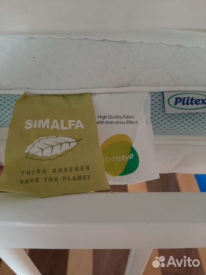 Детская кроватка-маятник белая Матрас