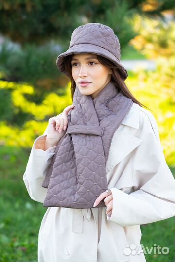 Стеганый черный шарф