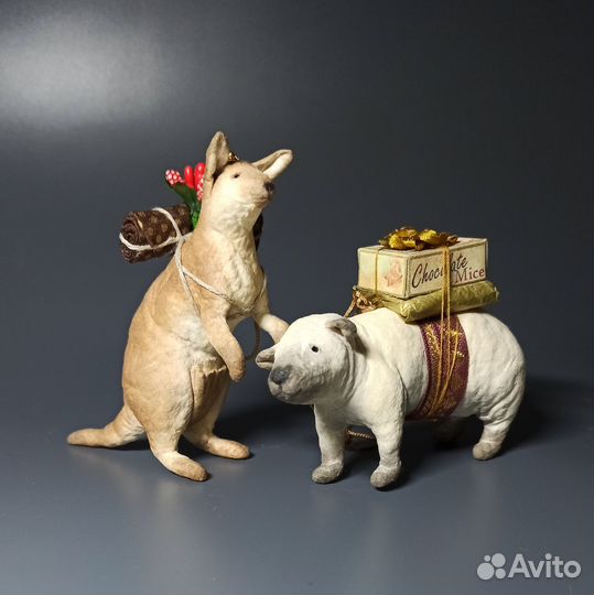 Ёлочные ватные игрушки животные