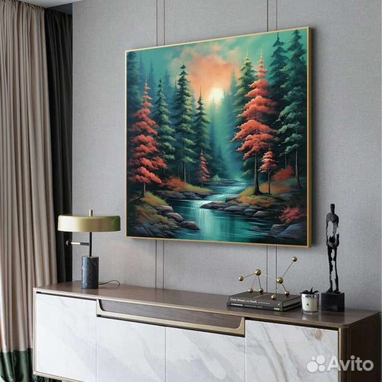 Большая картина маслом лес