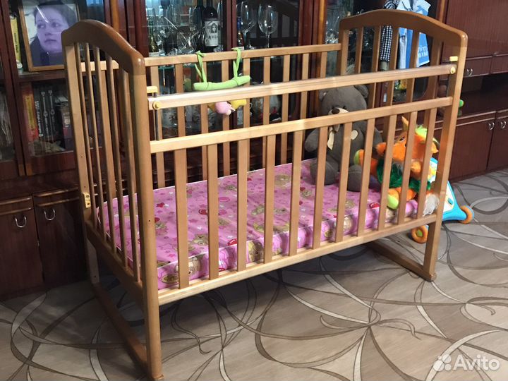 Кроватка детская с матрасом удлинённая