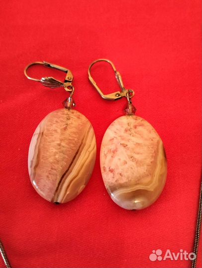 Колье Индия, перламутр, серьги агат