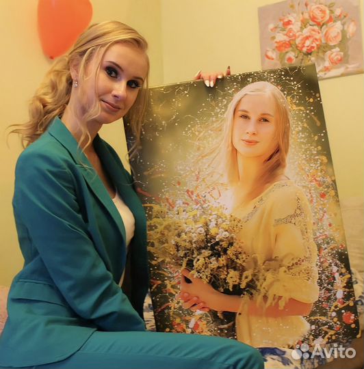 Портрет по фото на холсте