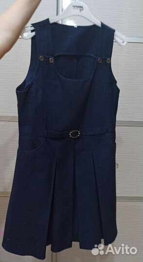 Школьная форма сарафан для девочки синяя 140