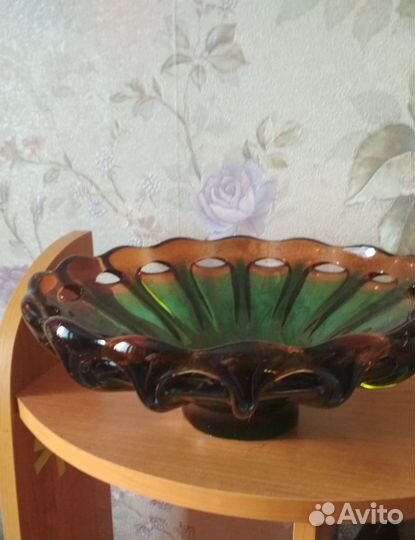 Ваза для фруктов Глазки цветной хрусталь лзхс