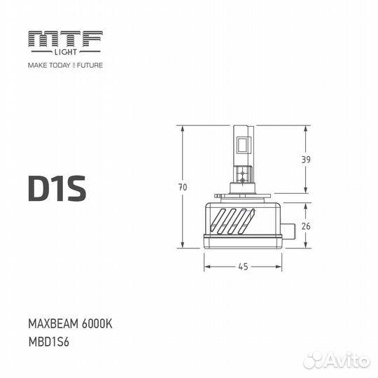 Светодиодные лампы LED MTF D1S MaxBeam 6К