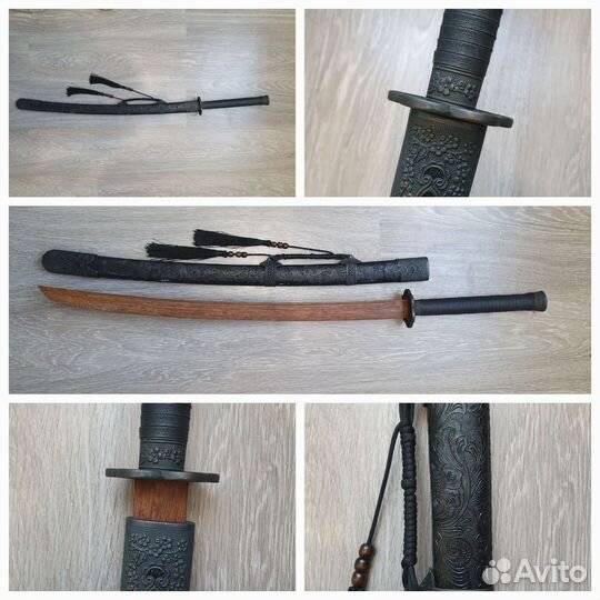 Меч косплей китай деревянный черный