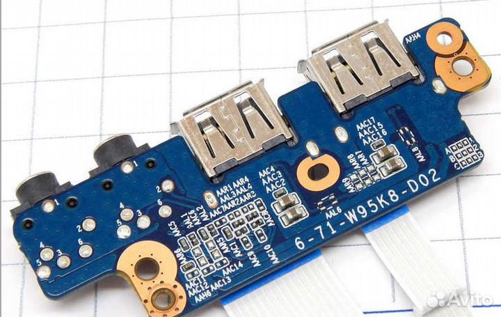 Плата разъемов audio и USB для ноутбука W950TU Dex