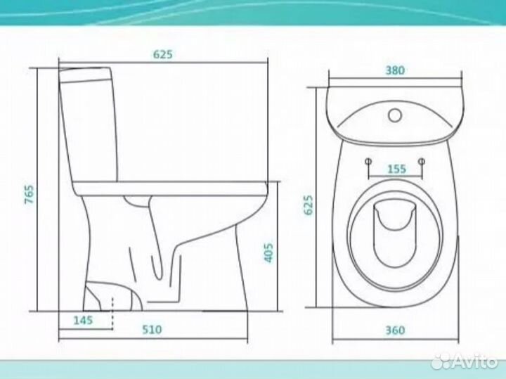 Унитаз с бачком новый
