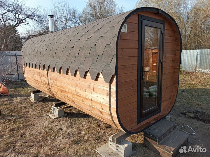 Баня бочка квадро 5 метров под ключ
