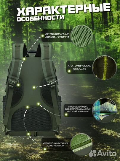 Рюкзак туристический походный для рыбалки