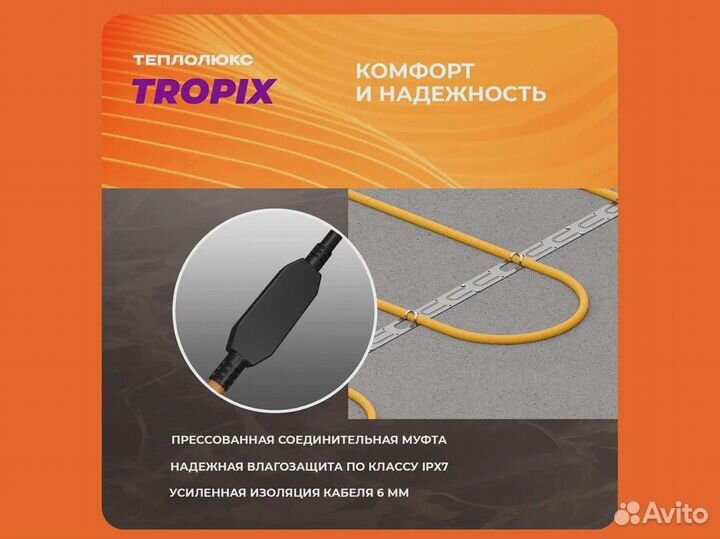 Теплый пол Теплолюкс Tropix тлбэ 100,0 м/2000 Вт