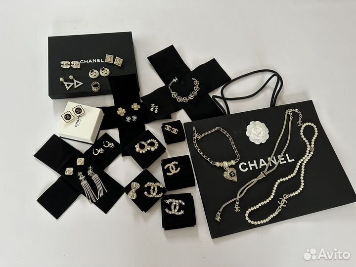 Chanel оригинал серьги колье брошь
