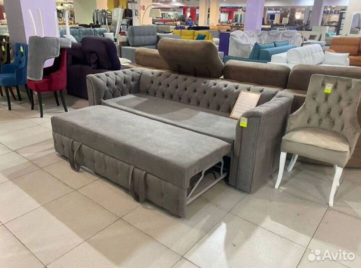 Диван Честер Велюр с механизмом дельфин