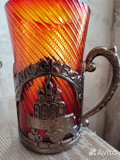 Подстаканник(медь или латунь) +стакан 0,8л.из СССР