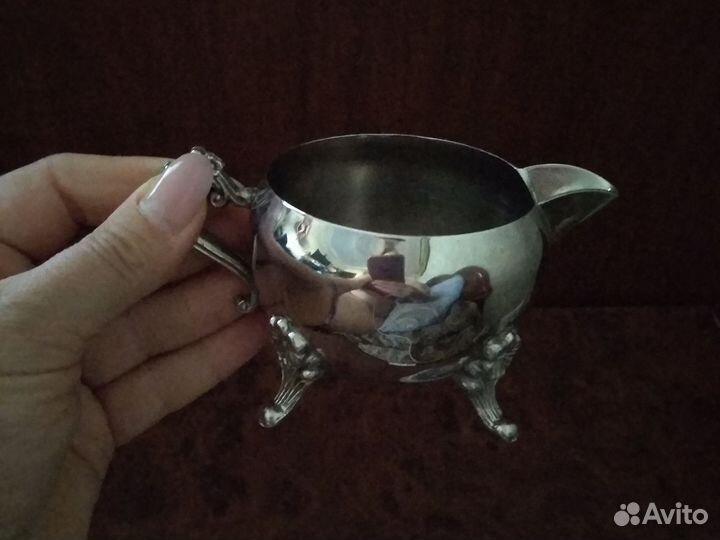 Сервиз СССР мельхиор. Чайник, сахарница, молочник