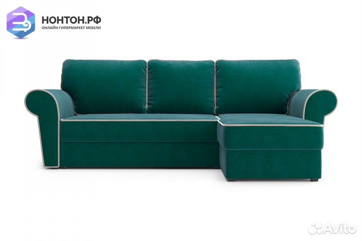 Диван угловой дельфин Прованс изумрудный