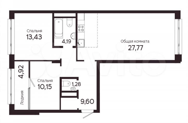 3-к. квартира, 77,6 м², 3/22 эт.