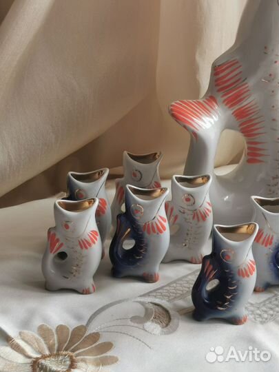 Штоф фарфор рыбки