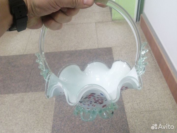 Конфетница цветное стекло СССР