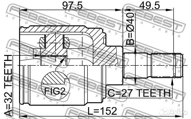 Шрус внутренний правый 32x40x27