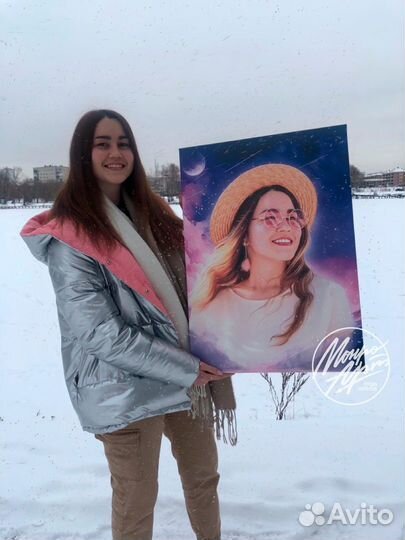 Портрет по фото на холсте на заказ для близких